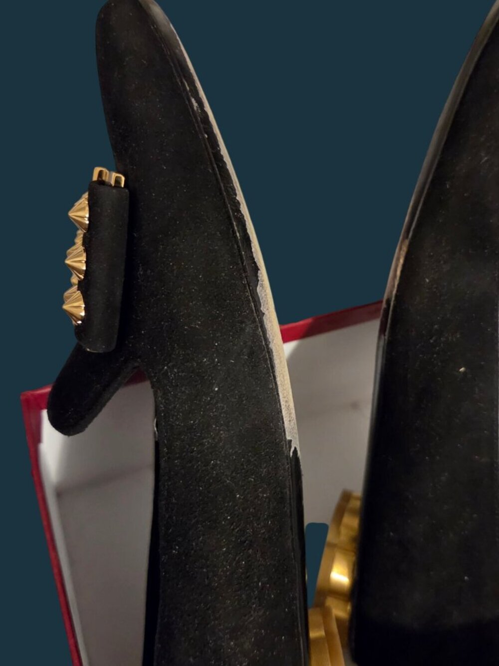 Salvatore Ferragamo Sarno Studded Loafers Black Suede Sz 8C - W/ Original Box - Picture 13 of 16